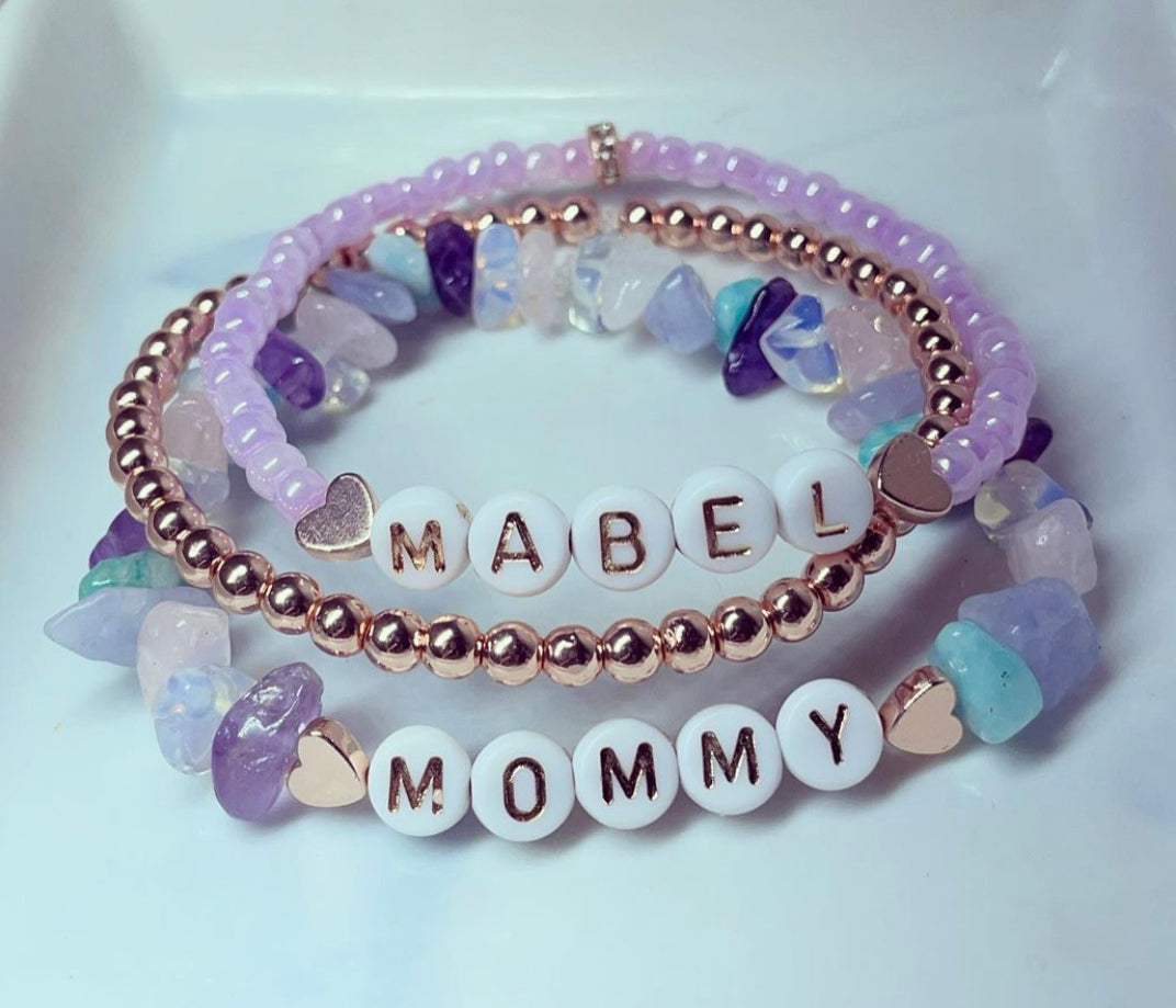 Personalised stacking bracelets/ set or individual / Mother’s Day gifts / personalised gifts