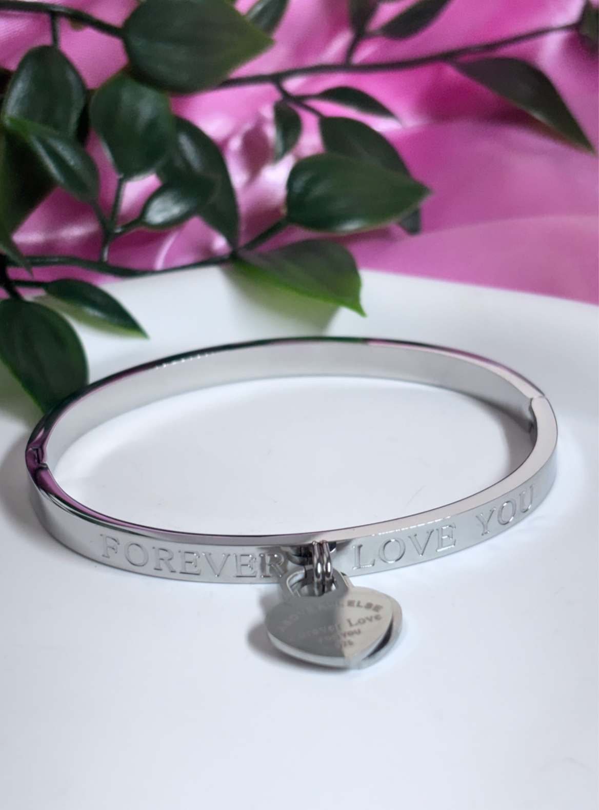 love heart charm bangles waterproof, stainless steel