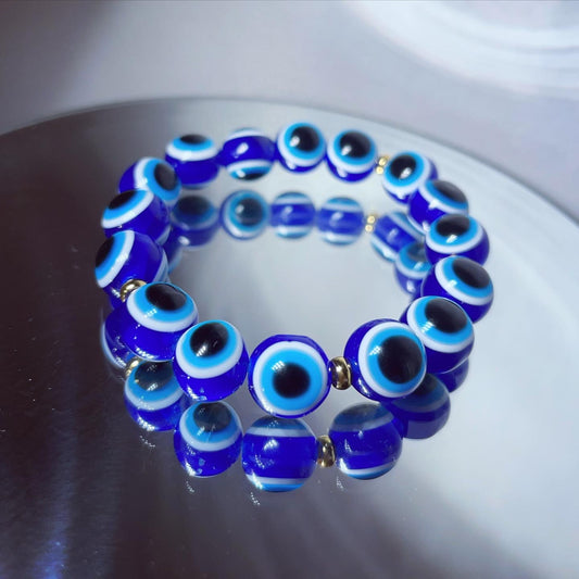 Evil eye beads With 18k gold plated spacers | evil eye jewellery | luck and protection