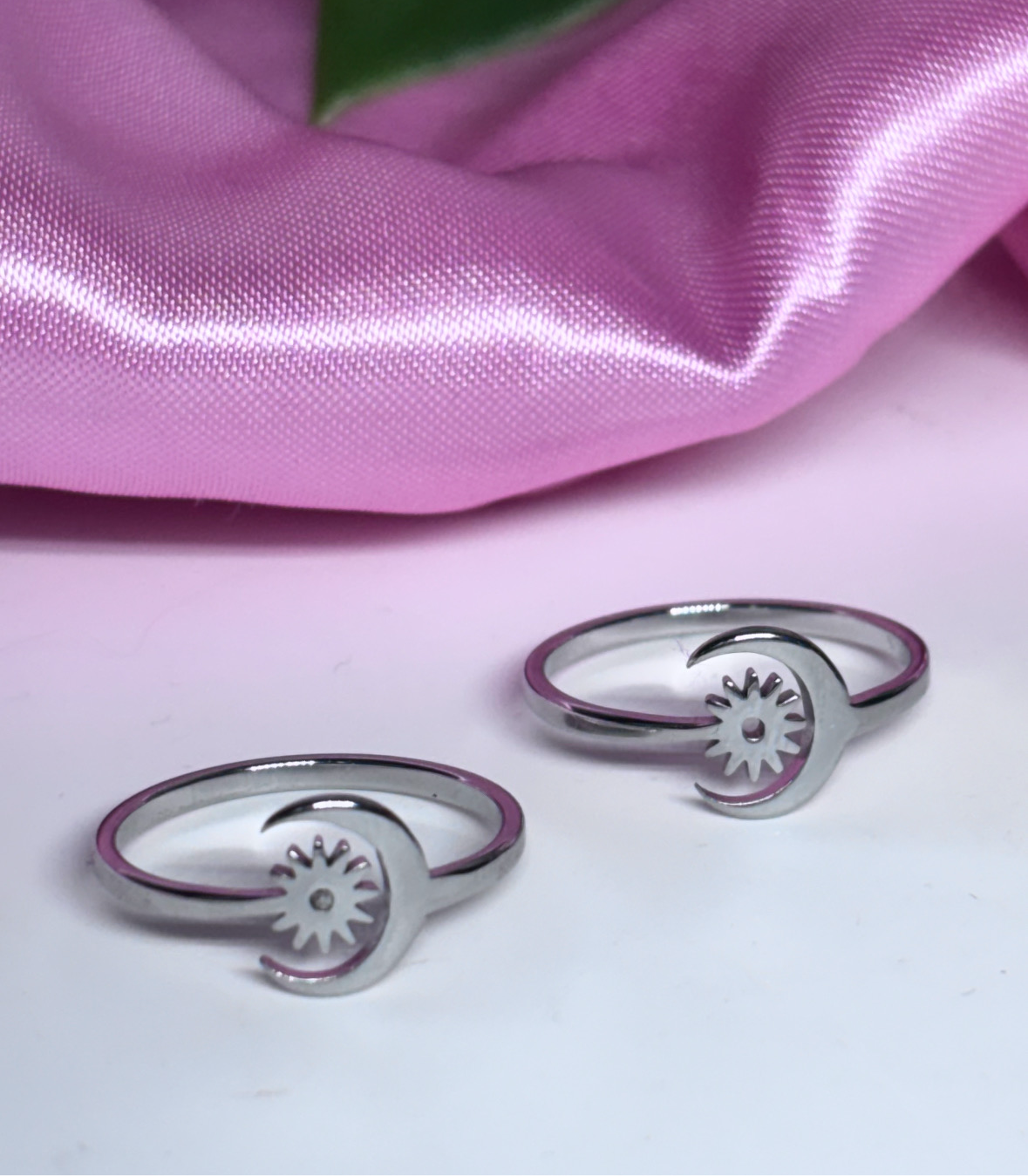 Sun & moon stainless steel adjustable ring