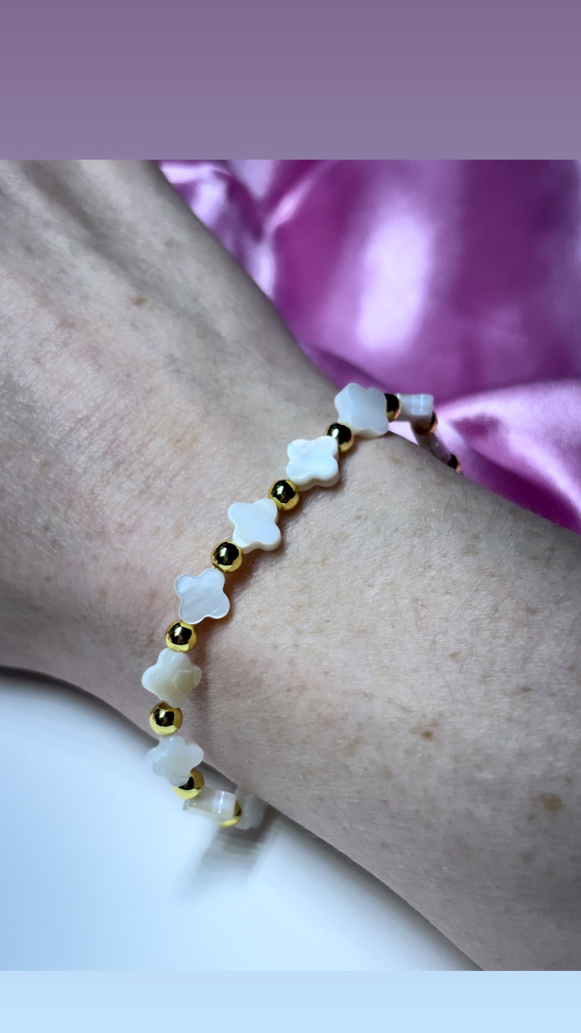 Mother of Pearl clover leaf bracelets / sterling silver / silver plated / gold filled / 18k gold plated