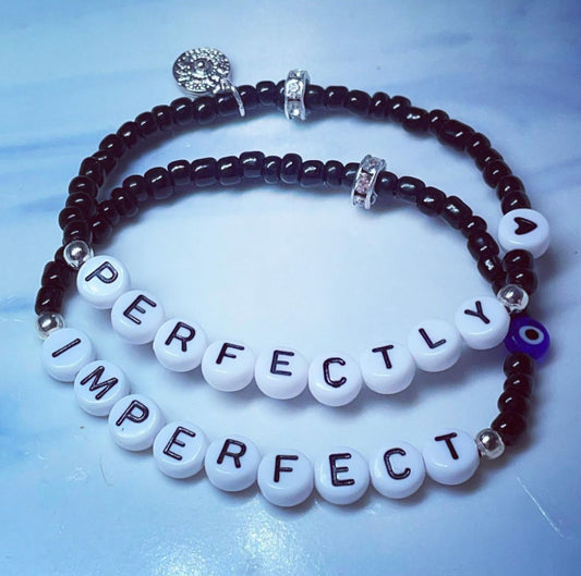 “Perfectly imperfect” personalised glass bead bracelets