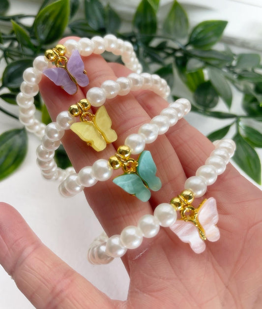 Butterfly bracelets | pearl bracelets | childrens, adults birthday gifts | summer bracelets girls gifts
