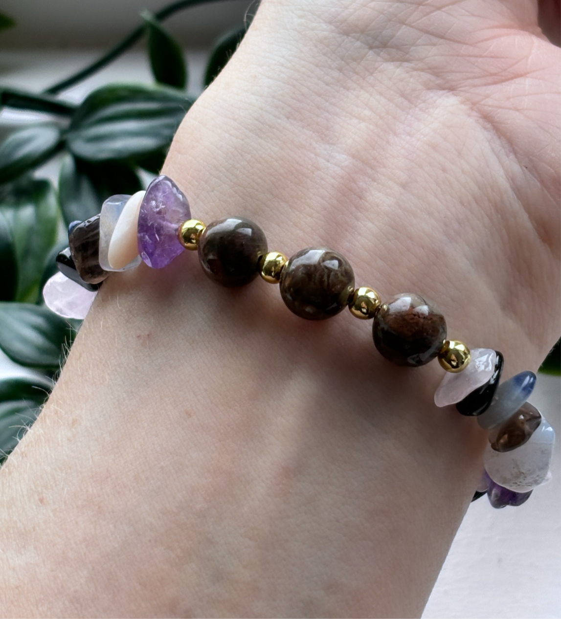 Ocean jasper Burnout crystal healing bracelet