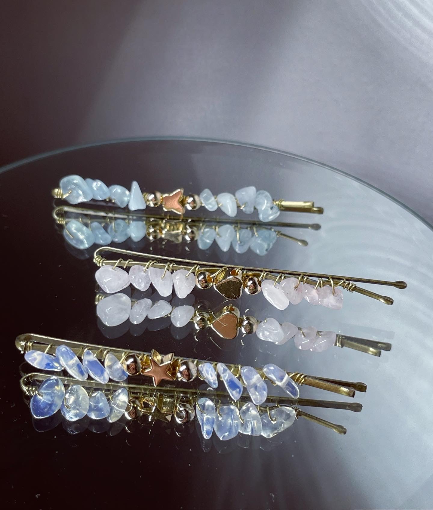 Crystal Bobby pins | aquamarine | rose Quartz | opal crystal hair accessories | gifts for women