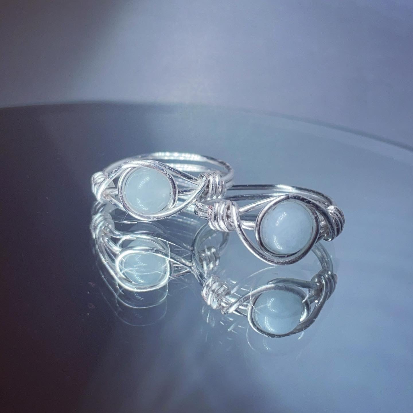 Aquamarine wrapped ring | crystal wrapped rings |
