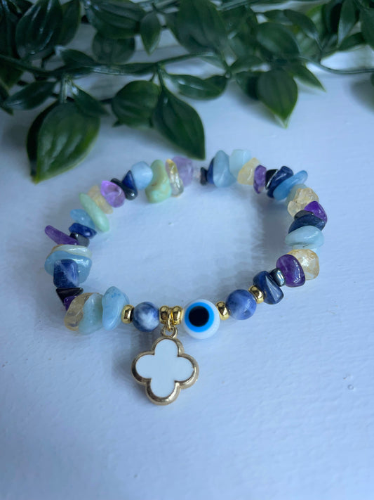 Empowerment crystal healing bracelet aquamarine amazonite citrine sodalite hematite | positive vibes | empower