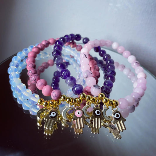 Hamsa hand & moon🌙 crystal bead bracelets