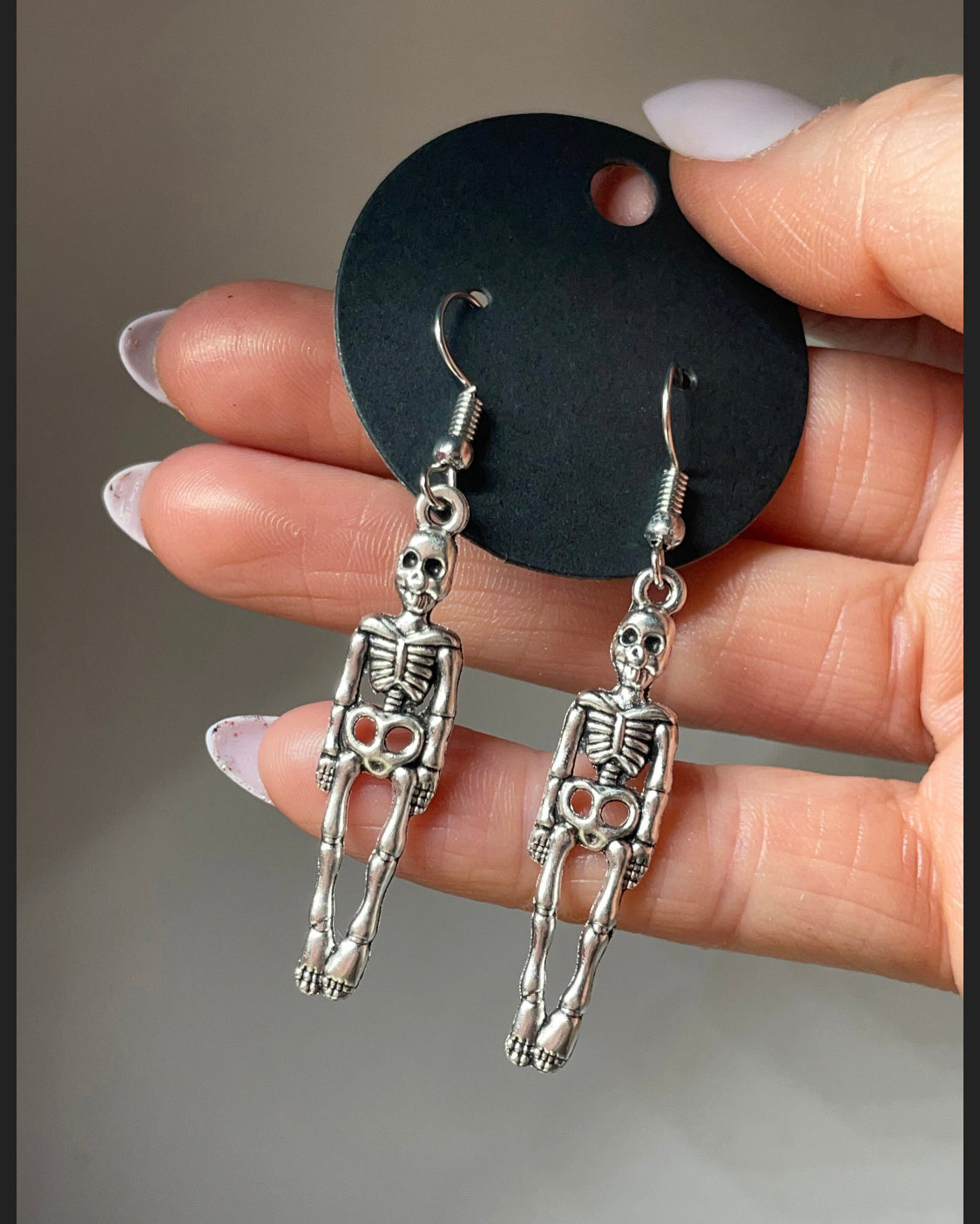 Dangly skeleton earrings Halloween jewellery