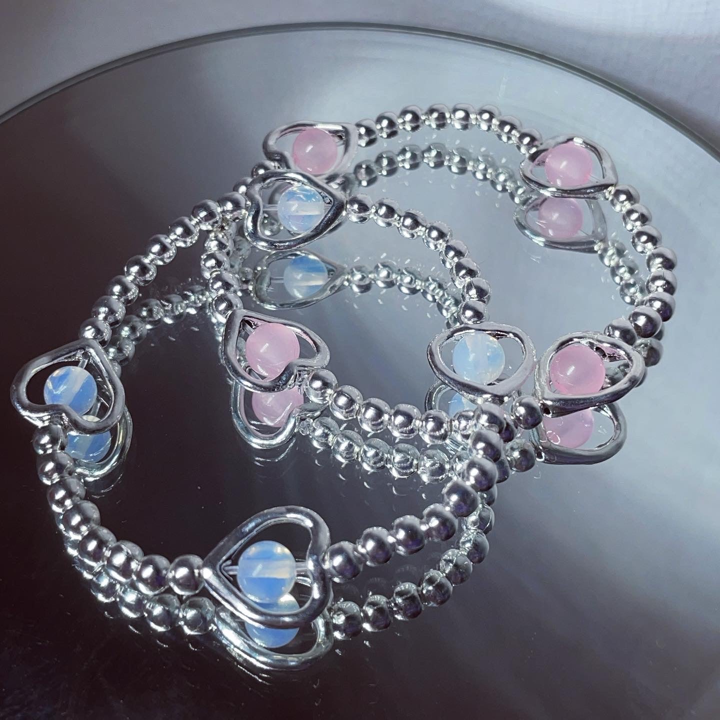 Crystal anxiety relief heart spinning fidget bracelet