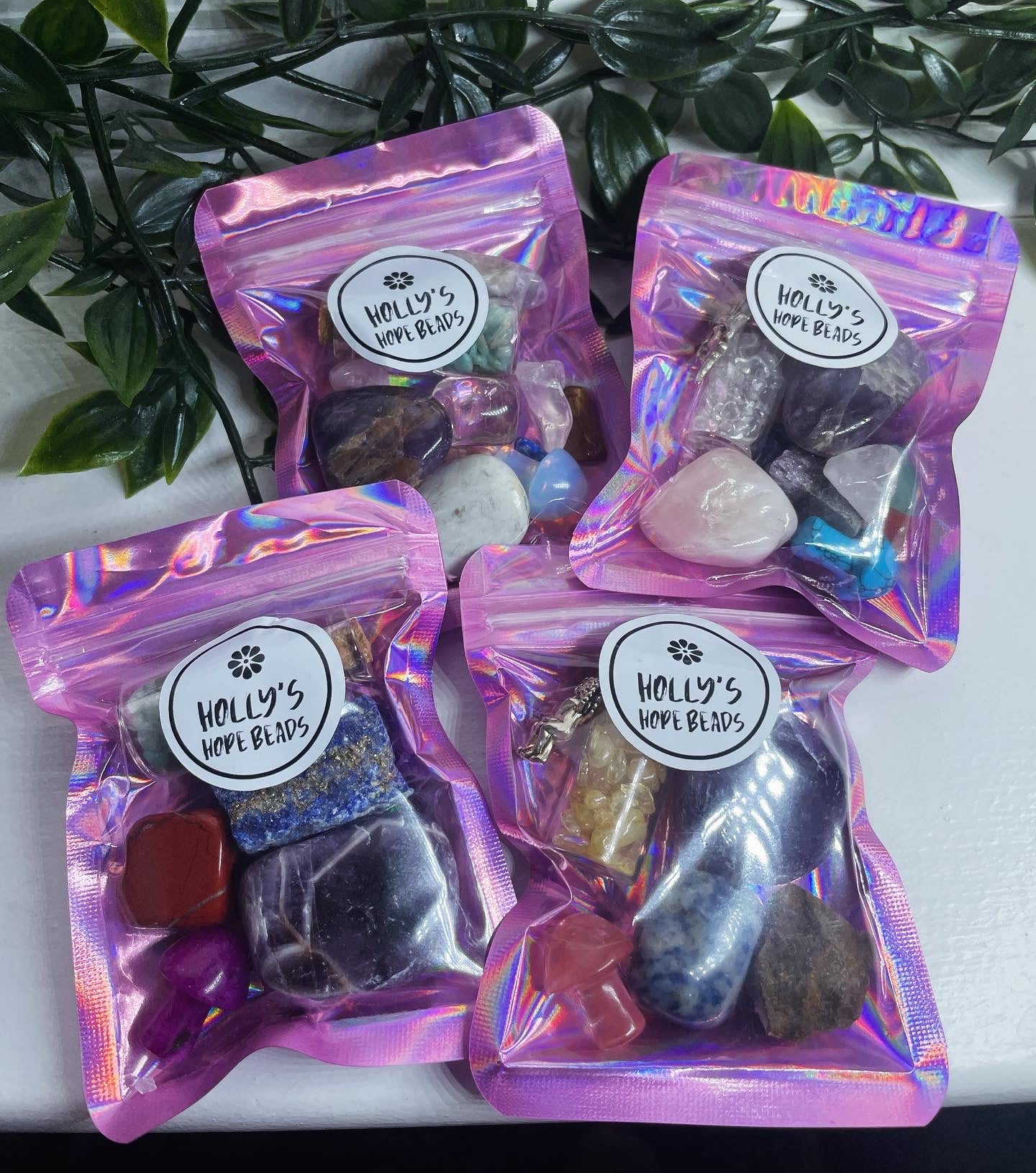 Lucky dip crystal bags tumble stones wish bottles natural crystals