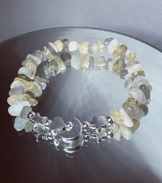 New beginnings crystal healing bracelet moonstone, labradorite, citrine crystals