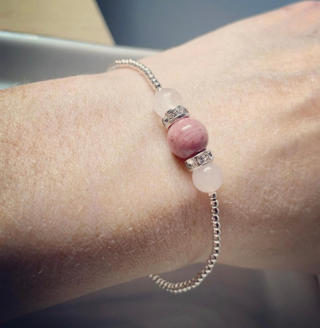 Self-love balancing crystal bracelet rhodonite & rose Quartz