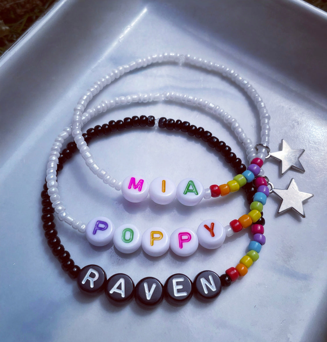 Children’s personalised bracelets rainbow/star charm/ gifts for girls/gifts for boys