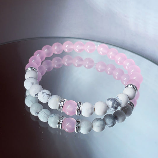 Love, harmony, calming anxiety relief bracelet silver plated