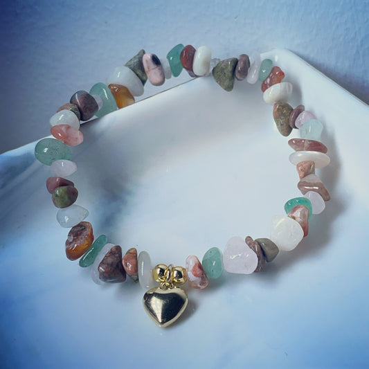Fertility/pregnancy hormone balancing crystal bracelet with 18k gold plated heart