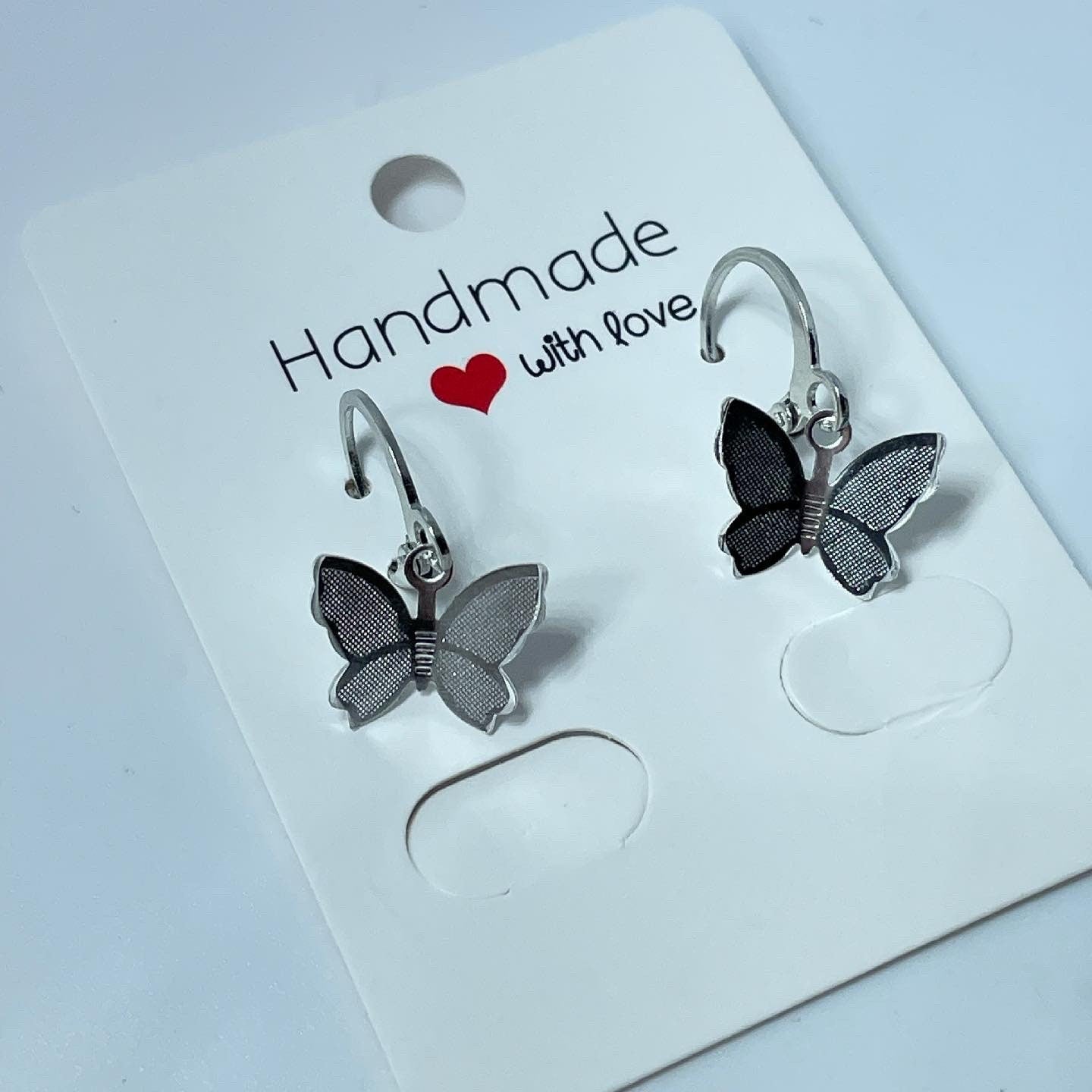 Butterfly leverback small hoop earrings