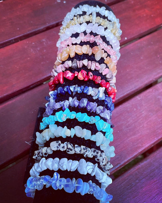 Crystal chip healing bracelets
