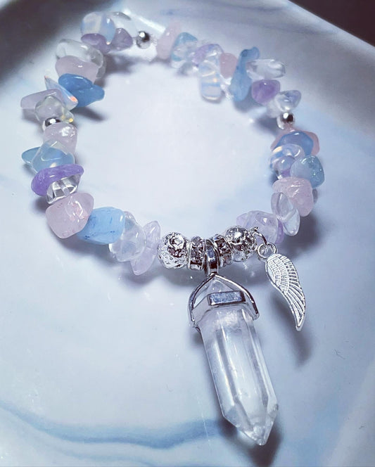 Harmony/ balancing clear quartz crystal pendant bracelet
