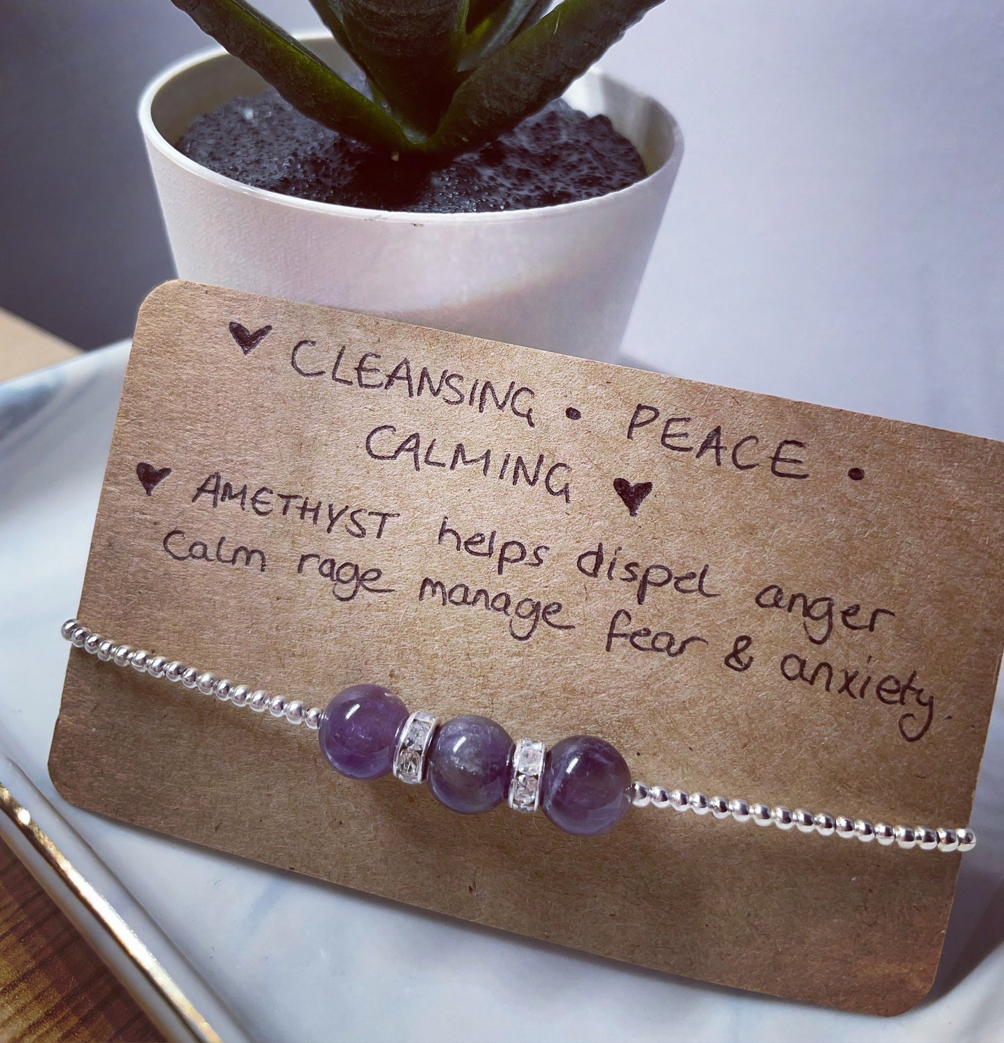 CLEANSING * PEACE * CALMING Amethyst crystal beaded bracelet