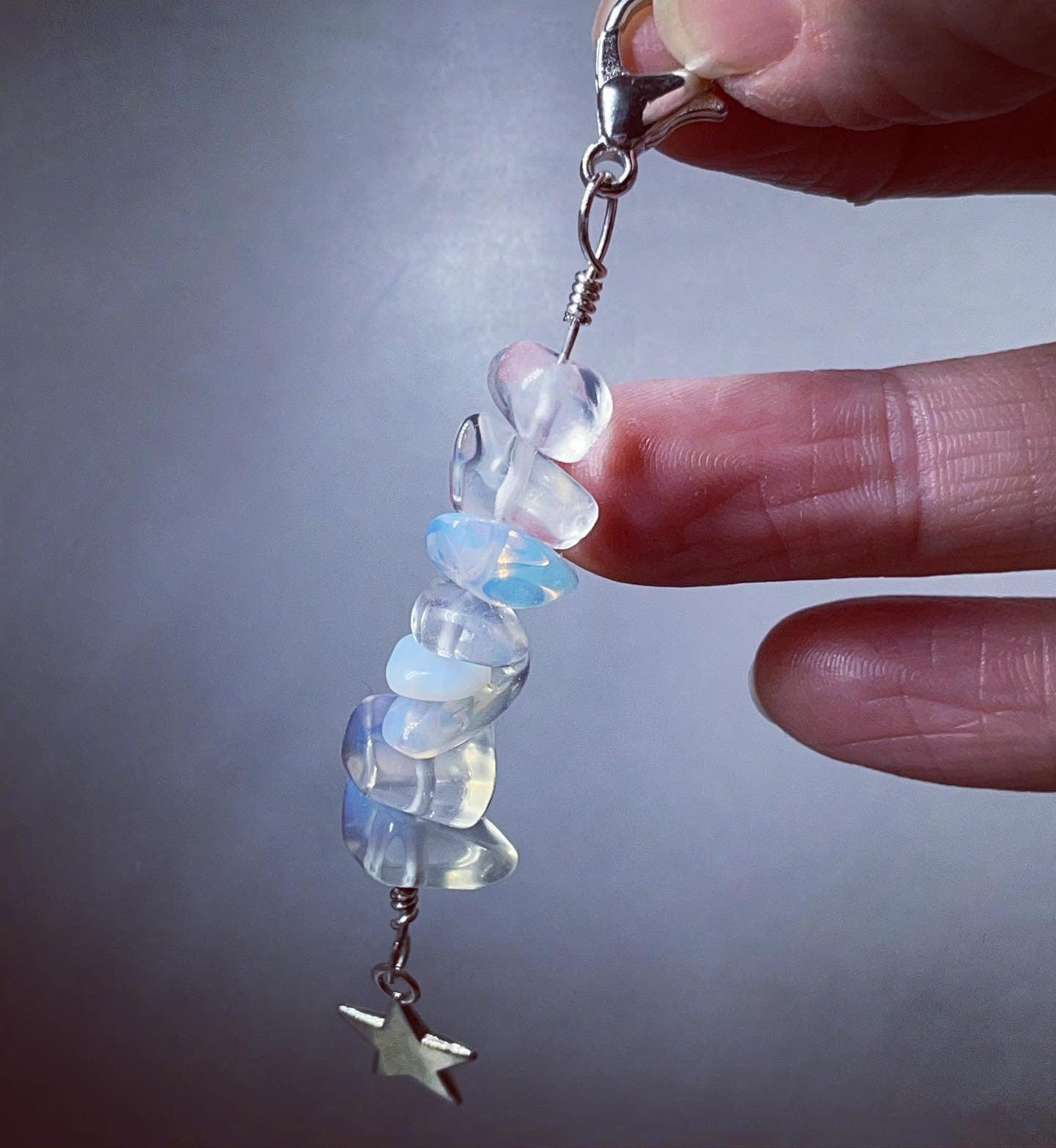 clip on gemstone bag charm/ keyring