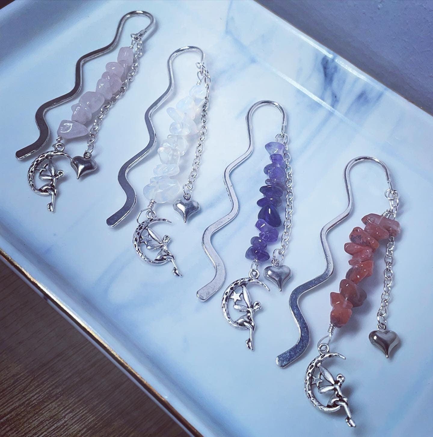 Crystal fairy and heart charm bookmarks/book charms
