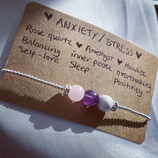 Anxiety/stress relief bracelet rose Quartz amethyst and howlite