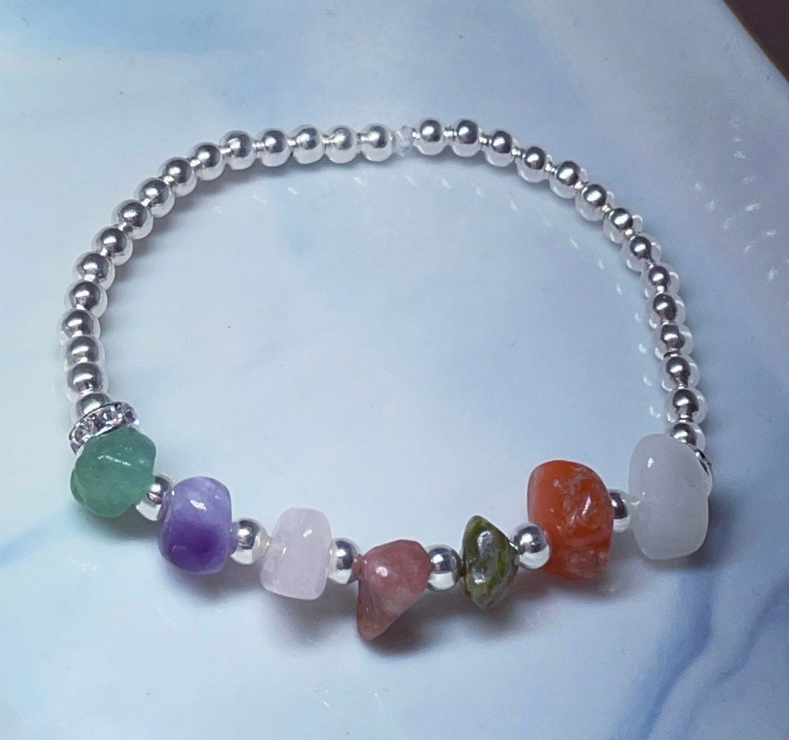 Pregnancy/fertility/hormone balancing silver crystal beaded bracelet