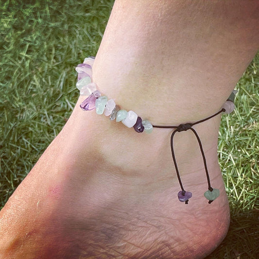 Anklet/bracelet happiness/positivity rose Quartz, aventurine, amethyst