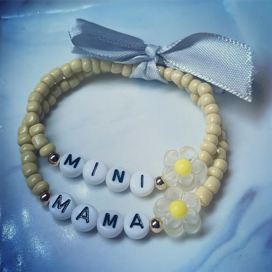 Mama & mini matching flower bracelets/personalised seed bead bracelets