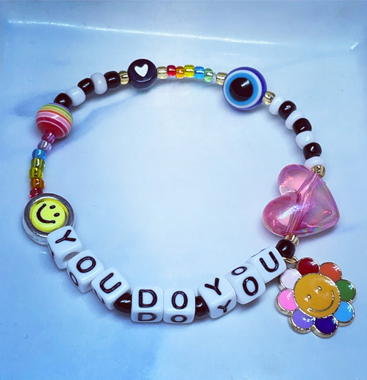 Personalised bracelet Monochrome rainbow you do you bracelet/ gifts for her/ personalised gift