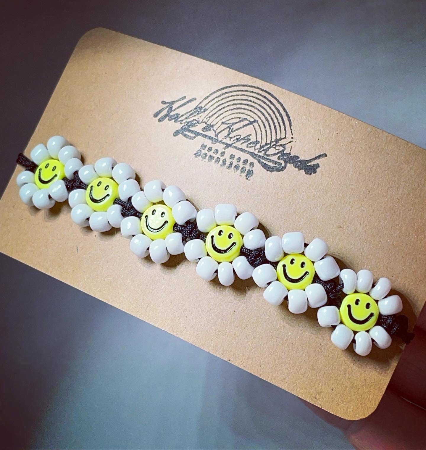 Daisy smiley friendship bracelet adjustable