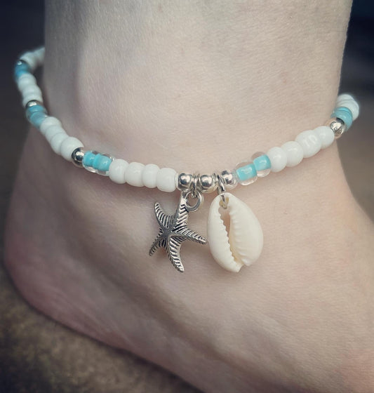 Cowrie shell starfish anklet