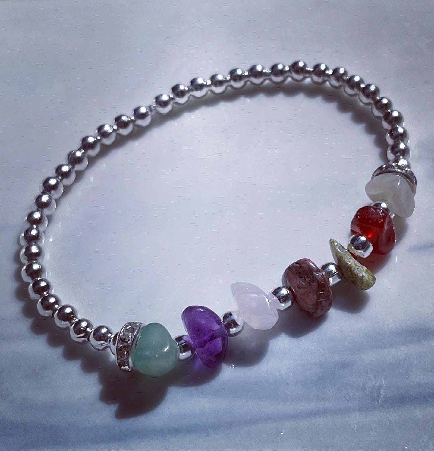 Pregnancy/fertility/hormone balancing silver crystal beaded bracelet